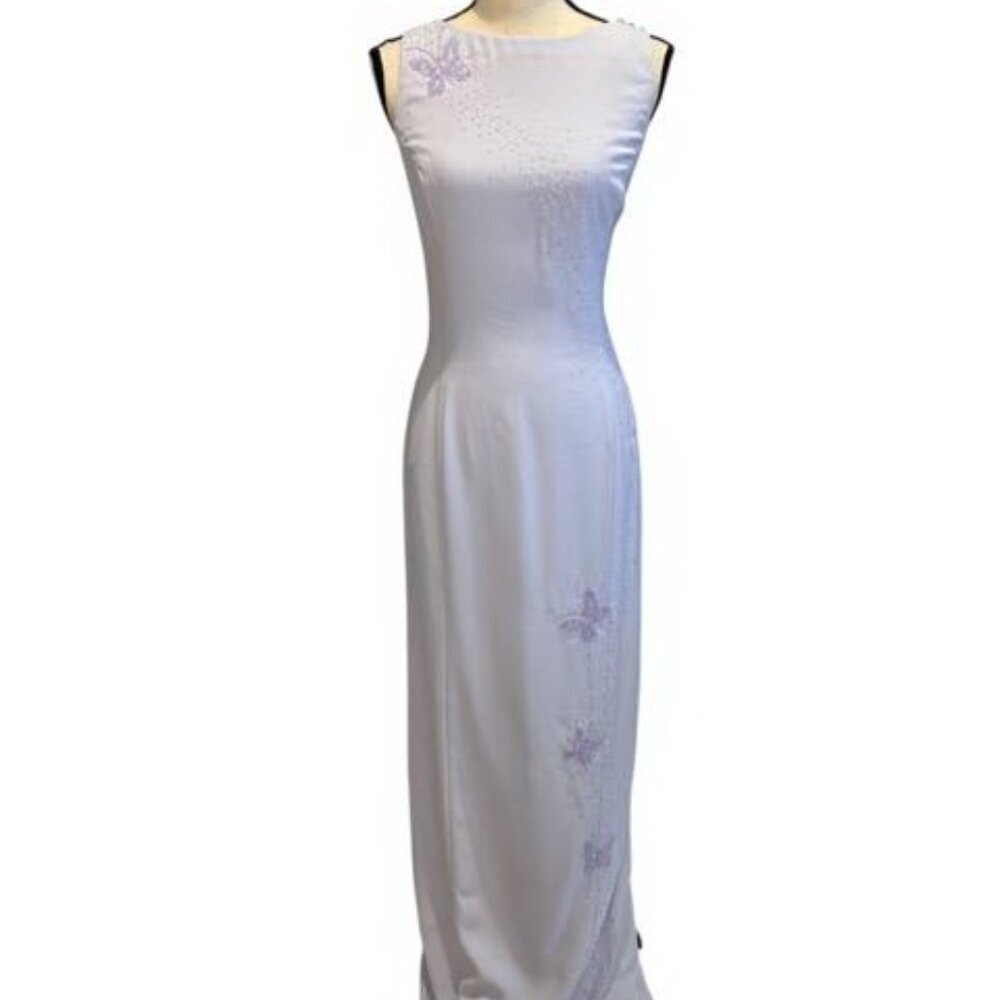 Jovani Lilac Purple Beaded Butterfly Gown